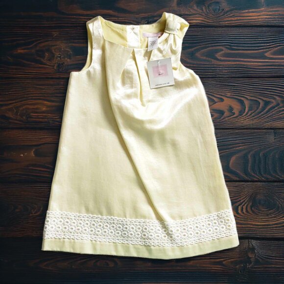 NWT Janie and Jack Spring Splendor Yellow Satin Dress Size 2T Girls - Picture 1 of 5